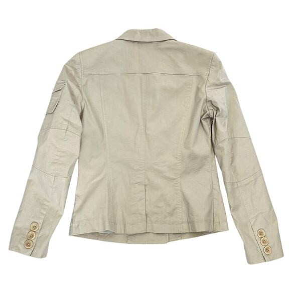 Express Jacket Women's Collared Utility Button Front Cotton Blend Beige Size 10 - Picture 2 of 9